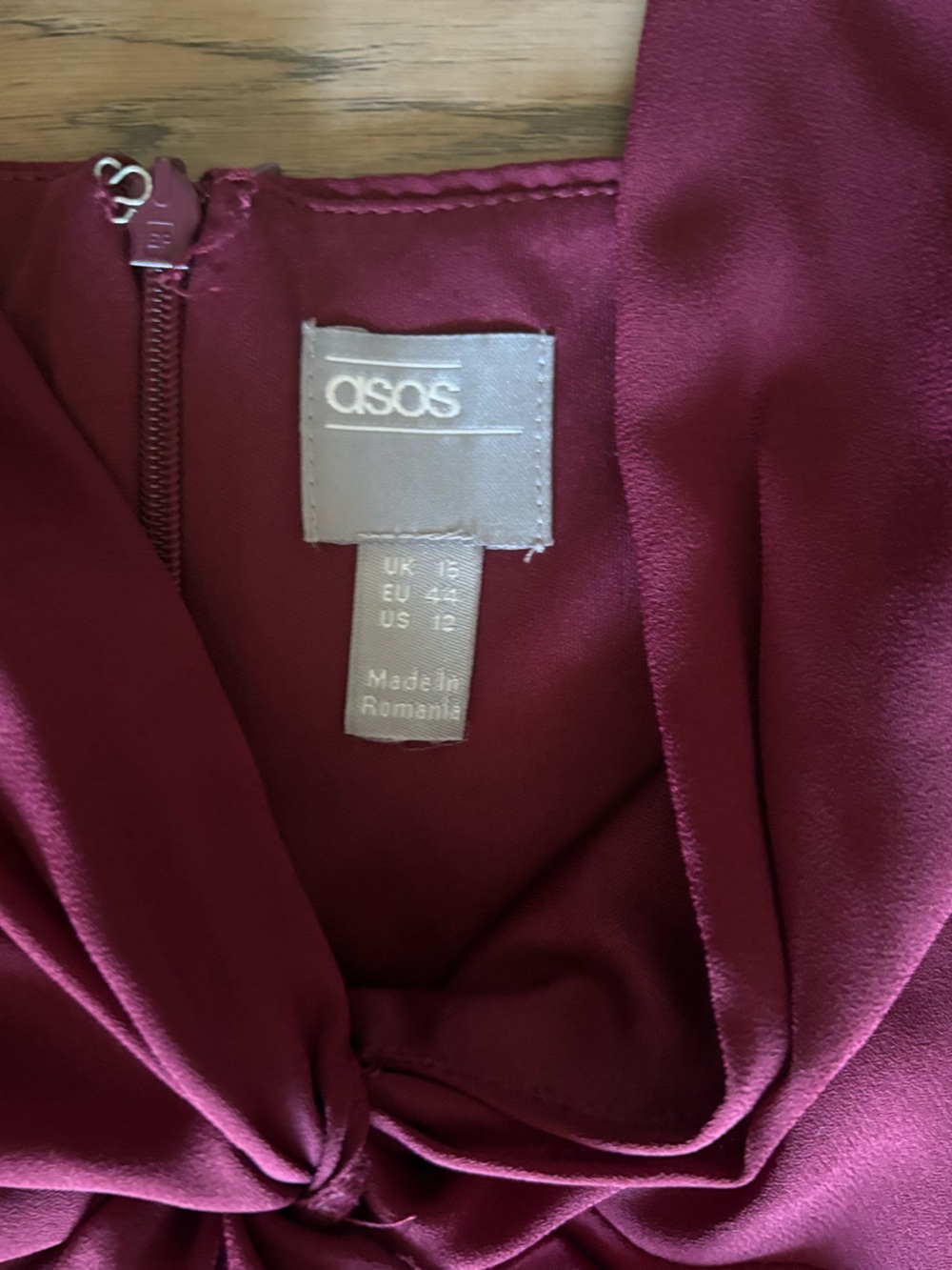 ASOS Pleated Midi Dress with Twist Front Detail in Plum size 12 - Picture 4 of 8